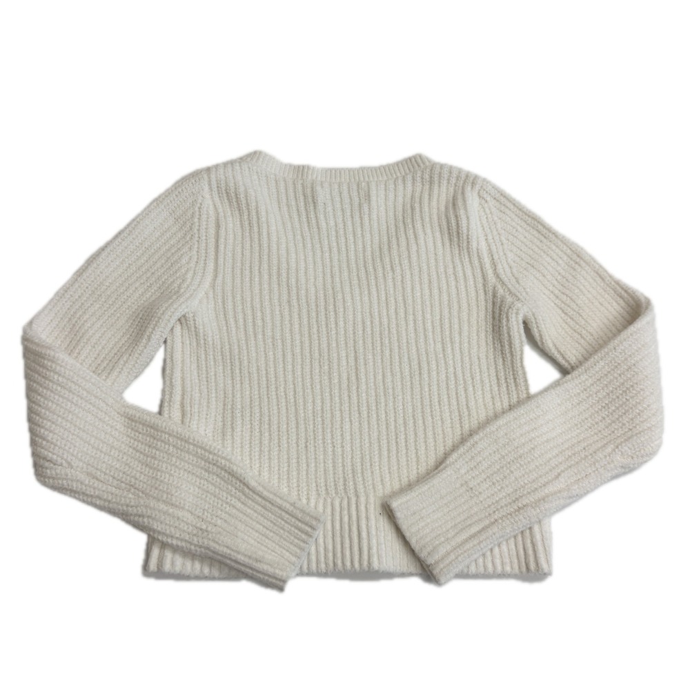 Abercrombie Sweater Womens Medium White Ribbed V-Neck Soft Knit Cozy Minimalist - Picture 3 of 9